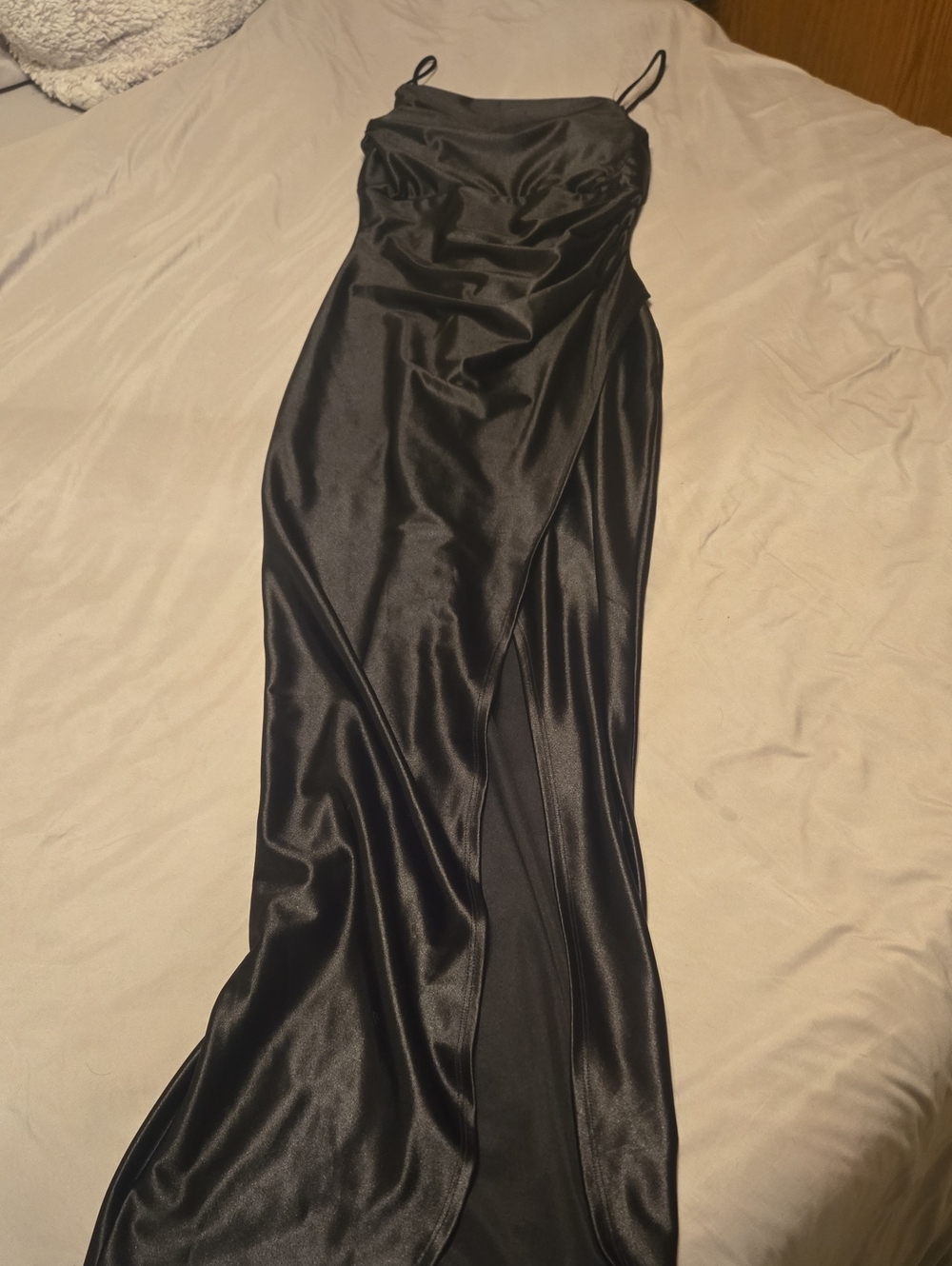 Windsor Black Satin Cowl Maxi Dress